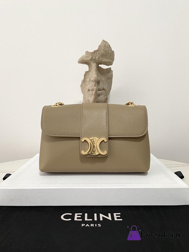 Fortok Celine Victorie Bag In Triomphe Canvas Brown Sepia 116592 23.5×14×8cm - 1