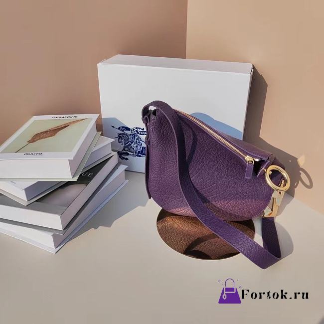 Fortok Burberry Knight Grain Calf Leather Bag Purple 24×8×23cm - 1