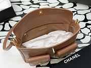 Fortok Chanel Hobo Bag Glossy Calfskin & Gold-Tone Metal Brown 21.5×30×5cm - 6