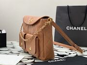 Fortok Chanel Hobo Bag Glossy Calfskin & Gold-Tone Metal Brown 21.5×30×5cm - 5
