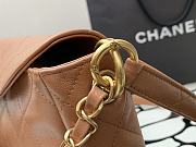 Fortok Chanel Hobo Bag Glossy Calfskin & Gold-Tone Metal Brown 21.5×30×5cm - 3