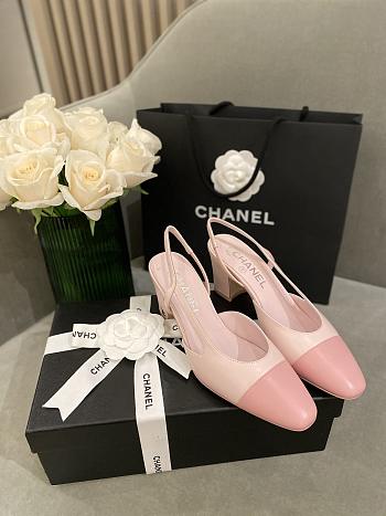 Fortok Chanel Cap Toe CC Slingback Pumps Pink