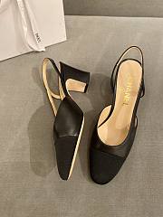 Fortok Chanel Cap Toe CC Slingback Pumps Black - 2