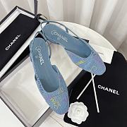 Fortok Chanel Cap Toe CC Slingback Pumps Denim Blue - 1