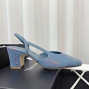 Fortok Chanel Cap Toe CC Slingback Pumps Denim Blue - 5