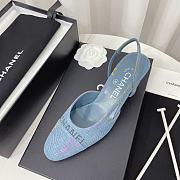 Fortok Chanel Cap Toe CC Slingback Pumps Denim Blue - 6