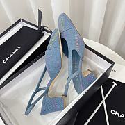 Fortok Chanel Cap Toe CC Slingback Pumps Denim Blue - 4