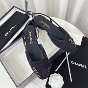 Fortok Chanel Cap Toe CC Slingback Pumps Denim Black - 1