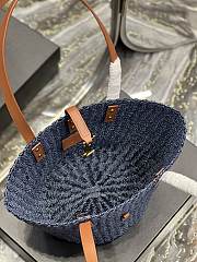 Fortok Saint Laurent Panier Medium Bag In Raffia Navy Blue 685618 42×20×22cm - 4
