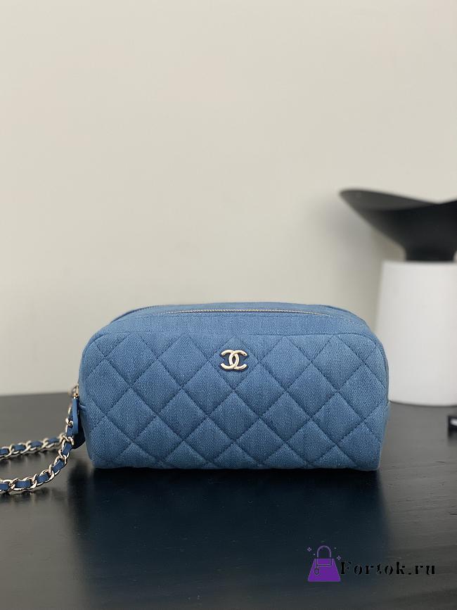 Fortok Chanel 24C Denim Vanity Bag Gold Hardware 18x10x11cm - 1
