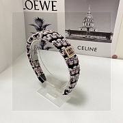 Fortok Chanel Pearl Striped Fabric Headband Black/White  - 6