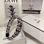 Fortok Chanel Pearl Striped Fabric Headband Black/White  - 5