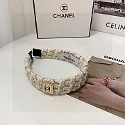Fortok Chanel Pearl Striped Fabric Headband Black/White  - 2