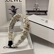 Fortok Chanel Pearl Striped Fabric Headband Black/White  - 3