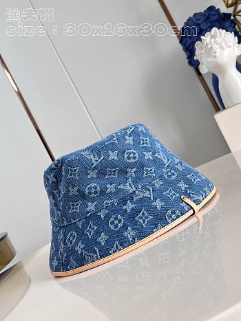 Fortok Louis Vuitton Monogram Essential Bucket Denim