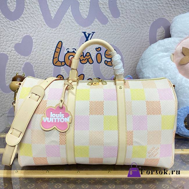 Fortok Louis Vuitton Keepall Bandoulière 50 Bag Peach N40713 50x29x23cm - 1