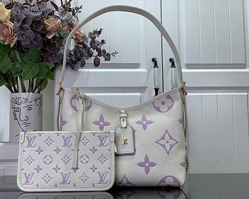 Fortok Louis Vuitton CarryAll PM Bag Cream White and Purple 29x24x12cm 