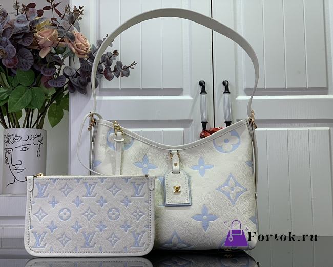 Fortok Louis Vuitton CarryAll PM Bag Cream White and Blue 29x24x12cm - 1