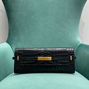 Fortok Saint Laurent Manhattan Crocodile Leather Clutch Black 695949 31×2.5×13cm - 1