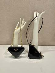 Fortok Prada Triangle Patent Leather Bag Black 15x10x5cm - 1