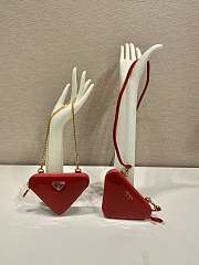 Fortok Prada Triangle Patent Leather Bag Red 15x10x5cm - 1