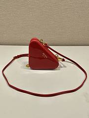 Fortok Prada Triangle Patent Leather Bag Red 15x10x5cm - 5