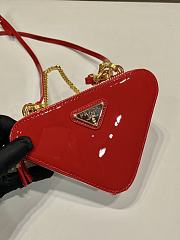 Fortok Prada Triangle Patent Leather Bag Red 15x10x5cm - 3