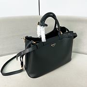 Fortok Prada Leather Handbag With Belt In Black 1BA417 35x25x14cm - 4