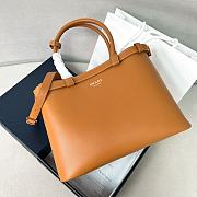 Fortok Prada Leather Handbag With Belt In Brown 1BA417 35x25x14cm - 1