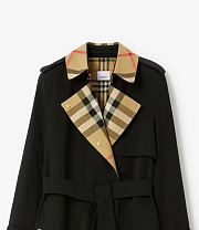 Fortok Burberry Check Panel Cotton Gabardine Trench Coat in Beige/Black - 3