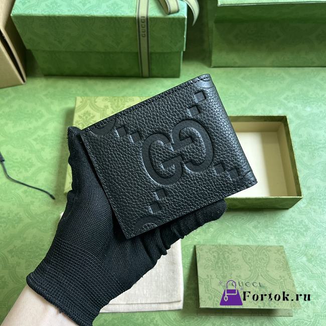 Fortok Gucci Jumbo GG Wallet Black 739475 11x9cm - 1