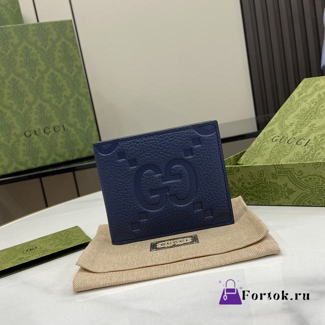Fortok Gucci Jumbo GG Wallet Blue 739479 11x9cm - 1
