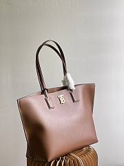 Fortok Burberry Medium Monogram Motif Leather Tote Tan 34x14x28cm - 3