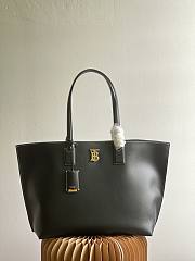 Fortok Burberry Medium Monogram Motif Leather Tote Black 34x14x28cm - 1