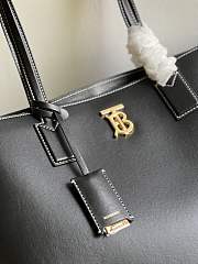 Fortok Burberry Medium Monogram Motif Leather Tote Black 34x14x28cm - 2