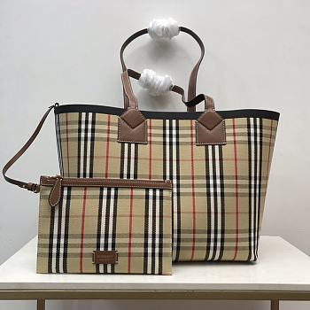 Fortok Burberry London Tote Bag Beige & Brown 51.3x18.5x29cm