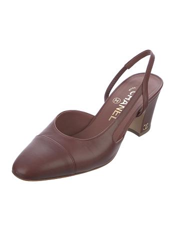 Fortok Chanel Brown Slingbacks 65mm