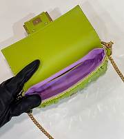 Fortok Fendi Mini Baguette Green Sequin and Leather Bag 19x5x11cm - 5