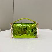 Fortok Fendi Mini Baguette Green Sequin and Leather Bag 19x5x11cm - 3