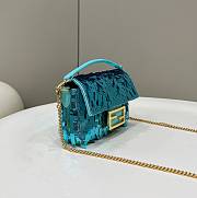 Fortok Fendi Mini Baguette Blue Sequin and Leather Bag 19x5x11cm - 6