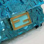 Fortok Fendi Mini Baguette Blue Sequin and Leather Bag 19x5x11cm - 2
