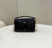 Fortok Fendi Mini Baguette Black Sequin and Leather Bag 19x5x11cm - 6