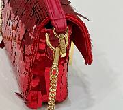 Fortok Fendi Mini Baguette Red Sequin and Leather Bag 19x5x11cm - 5