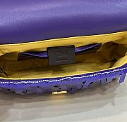 Fortok Fendi Mini Baguette Dark Purple Sequin and Leather Bag 19x5x11cm - 6