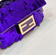 Fortok Fendi Mini Baguette Dark Purple Sequin and Leather Bag 19x5x11cm - 5