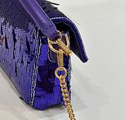 Fortok Fendi Mini Baguette Dark Purple Sequin and Leather Bag 19x5x11cm - 3