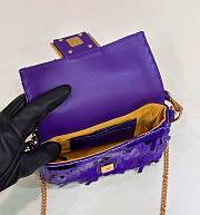 Fortok Fendi Mini Baguette Dark Purple Sequin and Leather Bag 19x5x11cm - 2