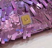 Fortok Fendi Mini Baguette Purple Sequin and Leather Bag 19x5x11cm - 5