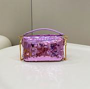 Fortok Fendi Mini Baguette Purple Sequin and Leather Bag 19x5x11cm - 4