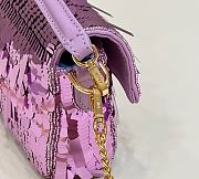 Fortok Fendi Mini Baguette Purple Sequin and Leather Bag 19x5x11cm - 3